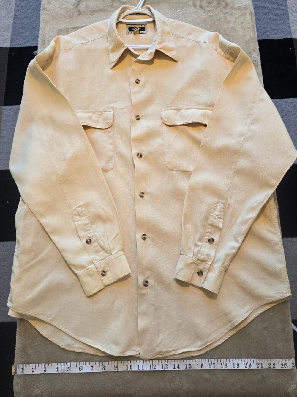 Vintage Joseph Abboud 100% Linen Button Up Shirt Men's M Cream